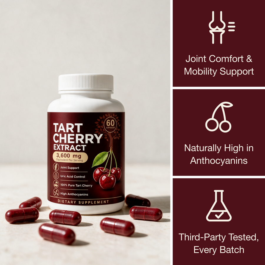 Ravea Tart Cherry Extract 3,600mg — Joint, Uric Acid & Sleep Support