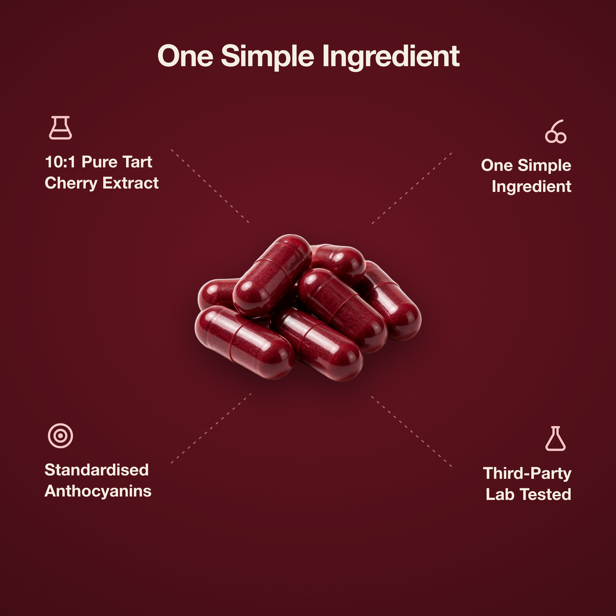 One simple ingredient: 10:1 cold-processed tart cherry extract